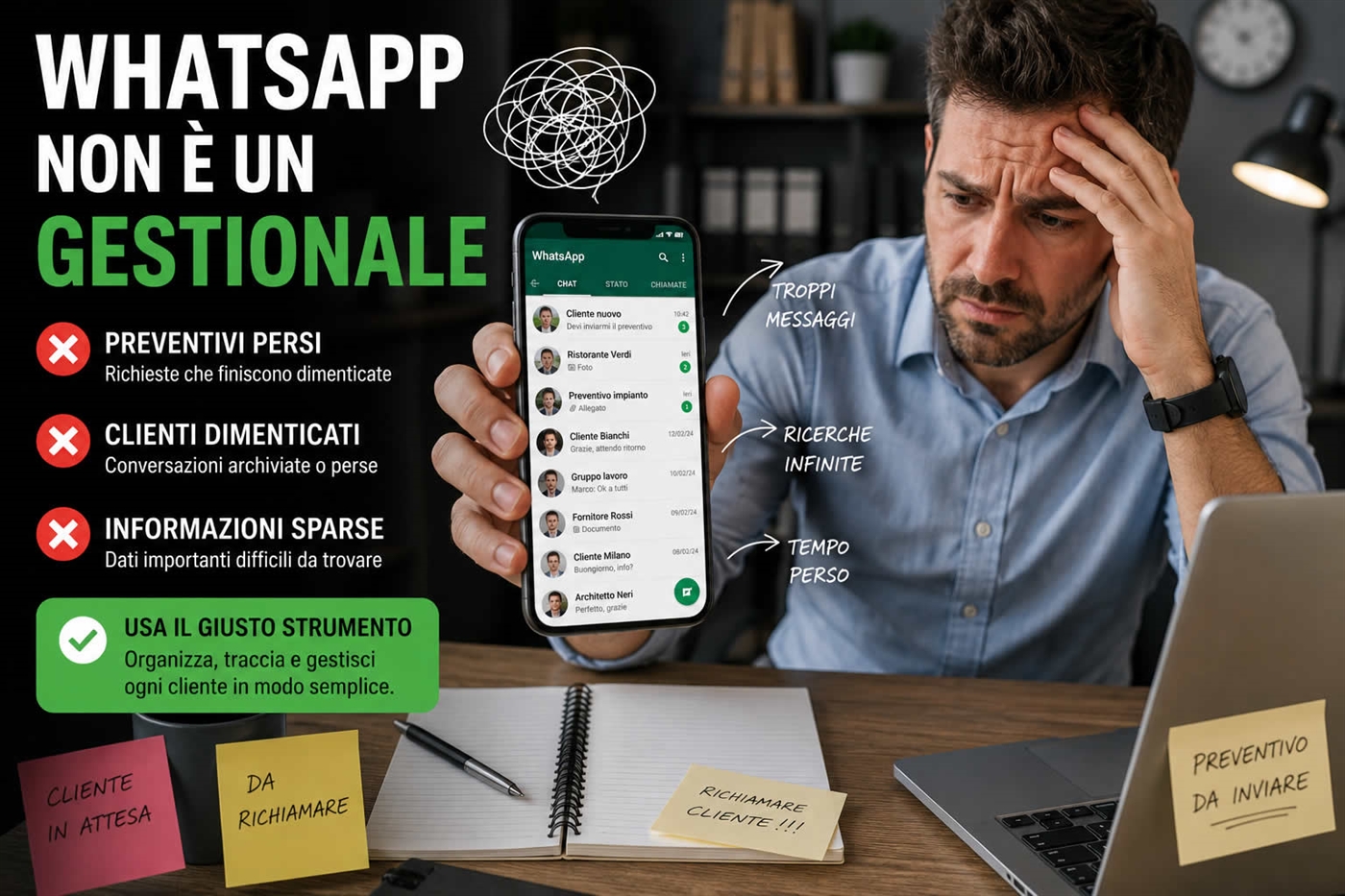 Lo fanno tutti, ma è sbagliato: usare WhatsApp come gestionale aziendale